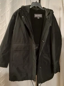 NWT EDDIE BAUER RAINFOIL WEATHEREDGE INSULATED PARKA JACKET WOMEN'S LARGE BLACK - Picture 1 of 7