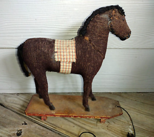 Antique Victorian Mohair Covered Horse Pull Toy  (#1)