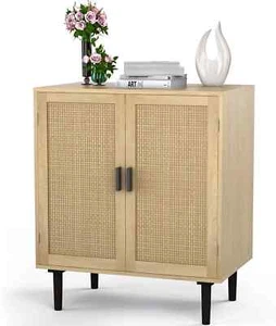 Rattan Sideboard Buffet Cabinet - Stylish Kitchen & Living Room Storage - Picture 1 of 12