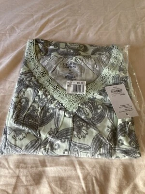 Camisón Croft & Barrow verde cachemir para mujer 1X todo algodón manga corta nuevo Foto 1 de 3