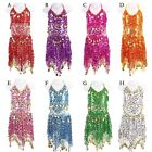 Girl Kids Belly Dance Costume Sparkly Circle Sequin Coins Top Skirts 8 Colors 