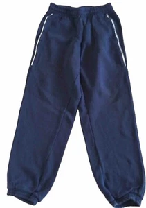 REEBOK Blue Printed Logo Cuffed Jersey Track Pants Bottoms U.K. Small - Picture 1 of 3
