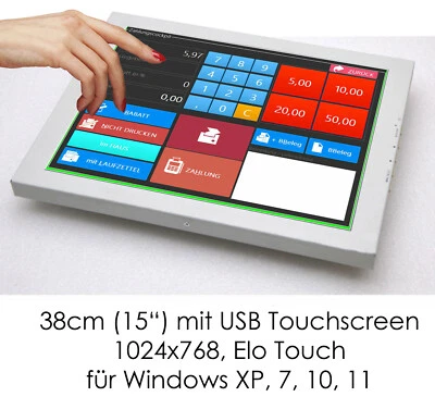 38cm 15" USB TOUCHSCREEN MONITOR CANVYS KL-568 SCHUTZPLATTE F. WIN XP 7 10 11 #1 - Bild 1 von 4