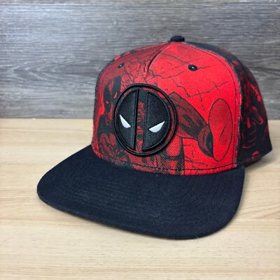 Deadpool Hat Cap Snap Back Black Red Marvel Adjustable - Image 1 of 4