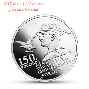 "Moneda de Plata Polonia 2017 10 ZL 150a del Establecimiento del Gimnasio ""Sokol"" ""1" - Imagen 1 de 3