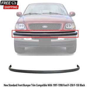 New Standard Front Bumper Trim Compatible With 1997-1998 Ford F-250 F-150 Black - Picture 1 of 4