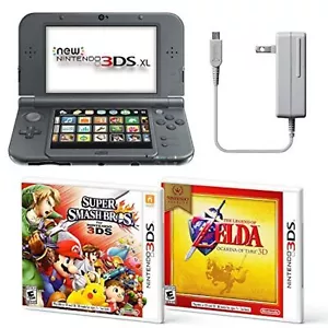 Black New Model Nintendo 3DS XL Bundle AC Adapter With Smash Bros Zelda 8Z - Picture 1 of 4