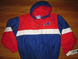 Deadstock Buffalo Bills Vtg 90s Color Block Logo 7 Hoodie Hood Jacket Coat NWT - Picture 1 of 7