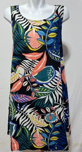 Abito donna lino grande C&C California nero tropicale 2 tasche nuovo con etichetta swing - Foto 1 di 7