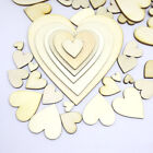 10-100Pcs Blank Heart Embellishments Wood Slices Discs Ornaments DIY Crafts