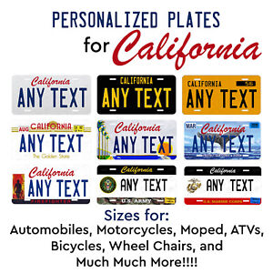 Personalized Custom License Plate Tag for California Wall Car Bicycle ATV Bike