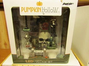 Lemax Pumpkin Hollow 10 Piece Set Multicolored LED Village Ghost ,Skull New  - Picture 1 of 10