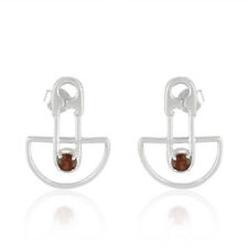Pin Designer Sterling Silver Garnet Gemstone Stud Earrings Handmade Jewelry