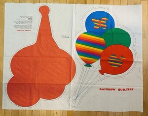 Vintage Rainbow Quilties Cut Stuff-N-Sew Fabric Panel Craft ~ Balloons 30” - Picture 1 of 6