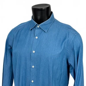 Christian Kimber Light Weight Cotton Blau Langarm Herren Hemd Größe L - Bild 1 von 8