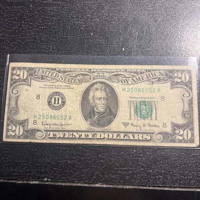 1963 A $20 Federal Reserve Note  Serial # H 25086052 A - Image 1 of 2