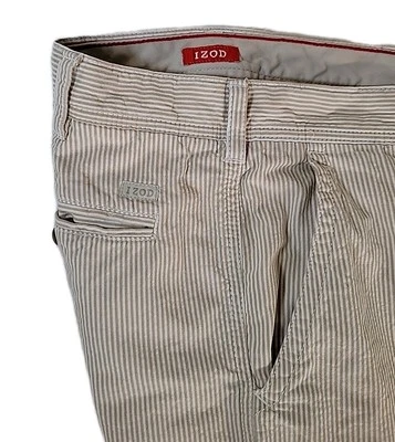 Pantalones Cortos Seersucker IZOD MARRÓN Rayas Informales Para Hombre Cintura 38 Foto 1 de 4