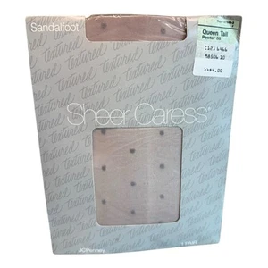 Vintage JCPenney Sheer Caress Textured Polka Dot Pantyhose Queen Tall Pewter - Picture 1 of 2
