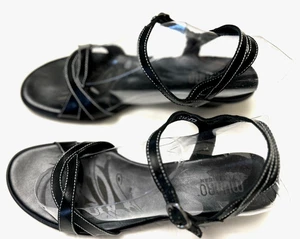 Munro American schwarze Damen-Sandalen Leder Fersenriemen Schnalle Größe 7,5 - Bild 1 von 15