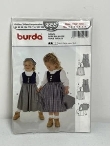 VTG Burda 9955 Oktoberfest Girls Dirndl Dress Blouse Multi Sz 18M 2 3 4 5 6 7 8 - Picture 1 of 3