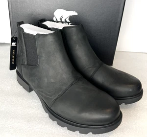 Sorel Emelie III CHELSEA Botas al Tobillo de Cuero Impermeables Negras Talla 10.5 - Imagen 1 de 9
