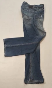 Pantalones de mezclilla BKE para hombre 32x32 Tyler azul corte bota punto grueso desteñido desgastado  - Imagen 1 de 12