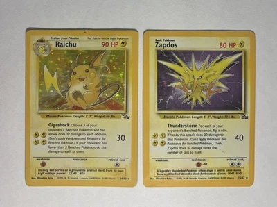 ⚡️1999 WOTC Pokemon Card TCG Fossil Holo Lot w/ Zapdos 15/62 + Raichu 14/62 - Image 1 of 4