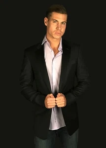 ASTOR & BLACK Mens Black Formal Lined Custom Tuxedo Jacket Sport Coat Size 42 - Picture 1 of 8