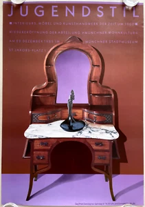 Plakat Poster - Jugendstil - Stadtmuseum München 1985 - Wohnen Kunsthandwerk - Bild 1 von 1