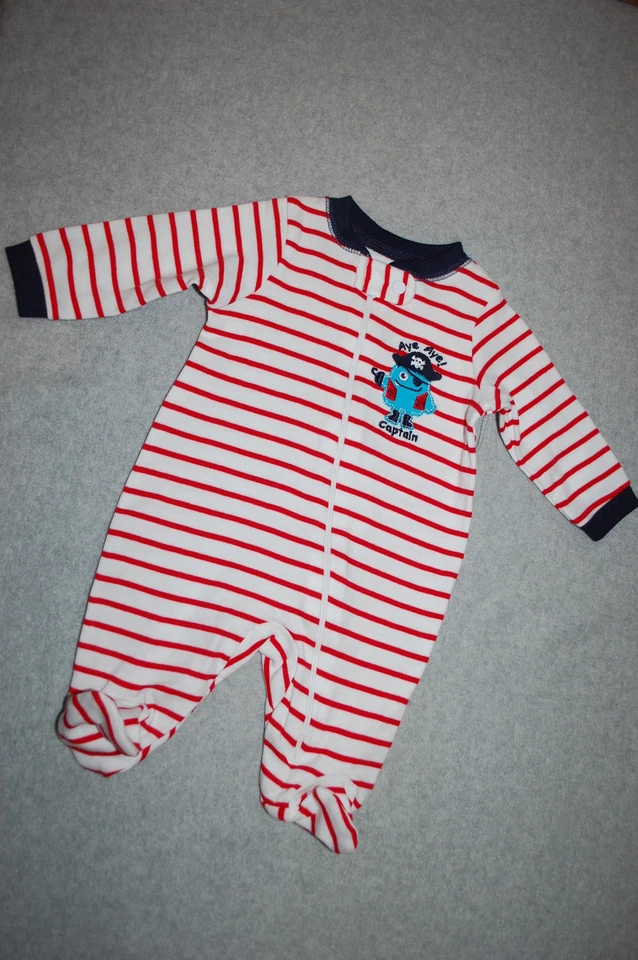 Baby мальчиков пижамы красный белая полоса вязаный спальный ножки пират Aye Aye размер NB - Изображение 1 из 1