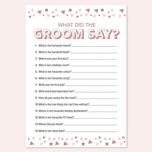 What Did the Groom Say, Hen Party Games Quiz Hen Do Bridal Accessory Bride to Be - Picture 1 of 24