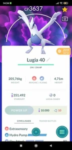 Pokemon Lugia Nivel 40 - 3 Habilidades - Captura 2018 (Garantizado 100% Suerte) - Imagen 1 de 1
