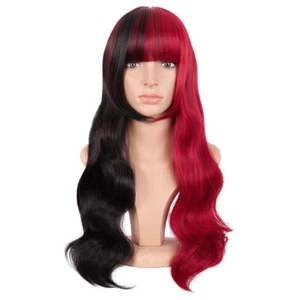 Women's Wig Long Black Red Wig Full Wavy Synthetis Curly Hair Wig - Picture 1 of 5