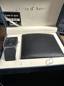 Cote d'Azur Quartz Watch Men's & Durible Bifold Wallet Black - Picture 1 of 5