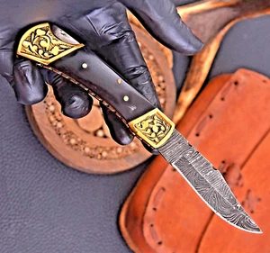 CUSTOM MADE HAND FORGED DAMASCUS STEEL FOLDING BLADE POCKET KNIFE 699 - Picture 1 of 6