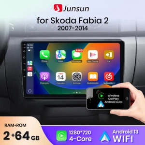 Autoradio 64 GB Android 13 Carplay GPS Navi per Skoda Fabia 2 2007-2013 BT FM SWC - Foto 1 di 12
