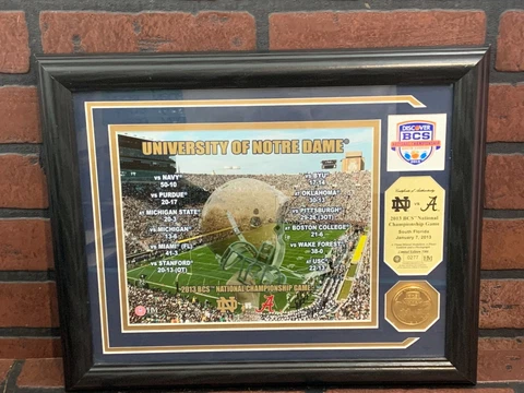 Highland Mint Notre Dame 2013 National Championship Game Gold Coin Plaque RARE Cover