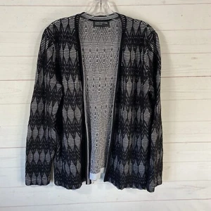 Jones New York Womens Open Front Cardigan Sweater XL Black/White Cotton Blend - Picture 1 of 10