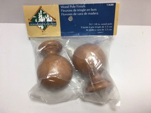 Set of 2 Newell Wood Pole Finial Light Oak Finish Woodland Collection #13688