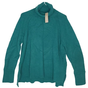 NEW J.CREW SWEATER SIZE LARGE WOOL ALPACA BLEND BLUE GREEN TEAL TURTLENECK TOP - Picture 1 of 15