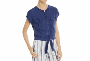 NWT Bella Dahl Chambray Blouse Shirt Top Button Front Large Blue Lagenlook L - Picture 1 of 3