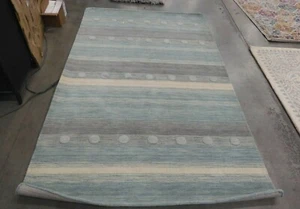 AQUA / IVORY 5' X 8' Back Stain Rug, Reduced Price 1172628429 SFK801J-5 - Picture 1 of 4