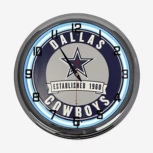 18" Dallas Cowboys Metal Sign Designed White Neon Clock  - SIGNBOX-QLN720413 - Picture 1 of 6