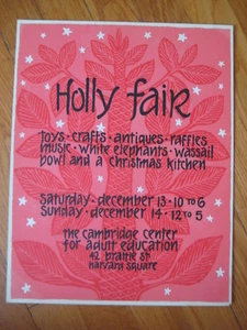 vtg Nikki Schumann HOLLY FAIR SILKSCREEN Christmas arts & crafts poster print - Picture 1 of 3