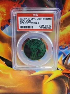 Pokemon Leafeon 2024 Japanese Capsule Vending Vol. 5 Graded Coin PSA 10 - Picture 1 of 2