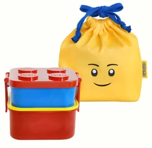 [NEW] LEGO LUNCH BOX SET CONTAINER FORK PICNIC STACKABLE BRICK KIDS OXFORDTOY - Picture 1 of 10