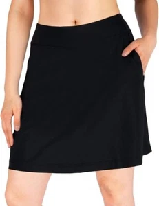 Yogipace Womens Skort 4 Pockets UV Protection Tennis Running Golf Black Size XL - Picture 1 of 6