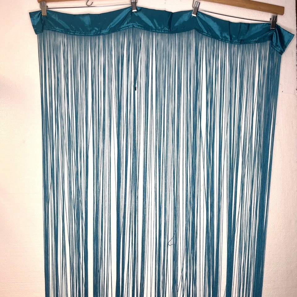 Juego de 3 flecos de panel de ventana decoración divisor habitación puerta azul cortina cadena azul Foto 1 de 4