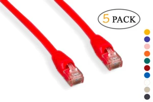PTC Cat-6 100% Copper Ethernet LAN Patch Cable (5 PACK) Lengths 6 in. to 30 ft. - Picture 1 of 10
