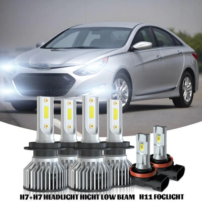 Para For Hyundai Sonata 2011 2012 2013 2014 Kit de faros LED + luces antiniebla - Image 1 of 4